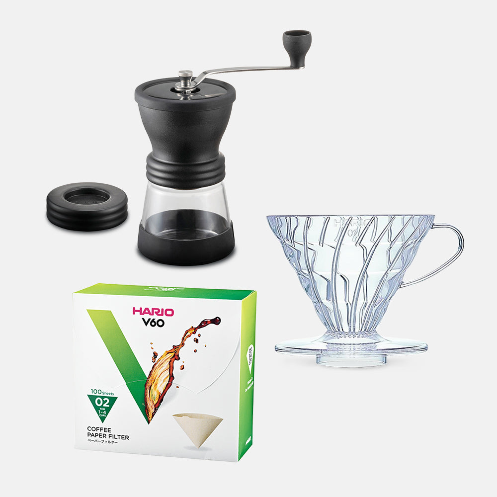 Hario V60 and Skerton N Coffee Grinder Starter Kit Clear Hario UK